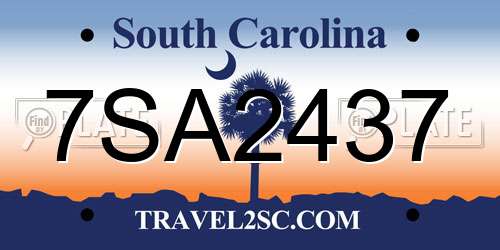 7SA2437 South Carolina License Plate