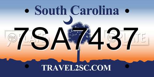 7SA7437 South Carolina License Plate