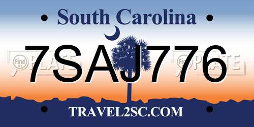 7SAJ776 South Carolina License Plate