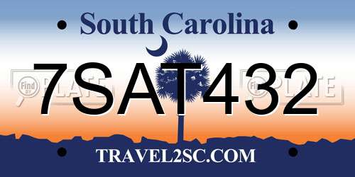 7SAT432 South Carolina License Plate