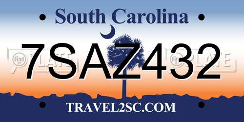 7SAZ432 South Carolina License Plate
