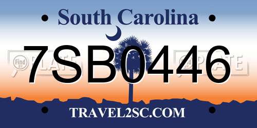 7SB0446 South Carolina License Plate