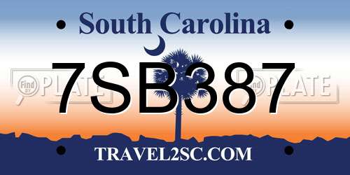 7SB387 South Carolina License Plate