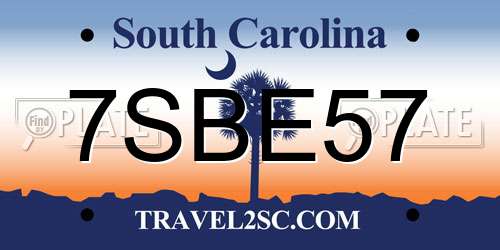 7SBE57 South Carolina License Plate