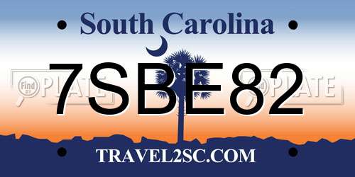 7SBE82 South Carolina License Plate