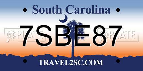 7SBE87 South Carolina License Plate