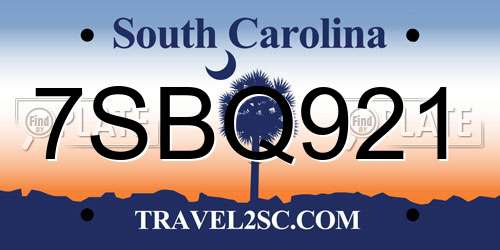 7SBQ921 South Carolina License Plate