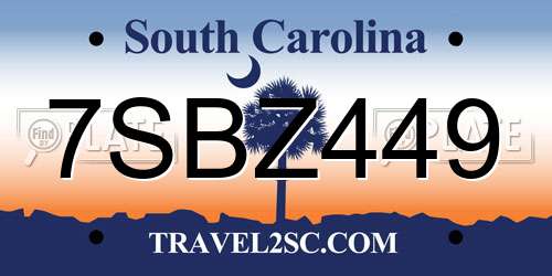 7SBZ449 South Carolina License Plate