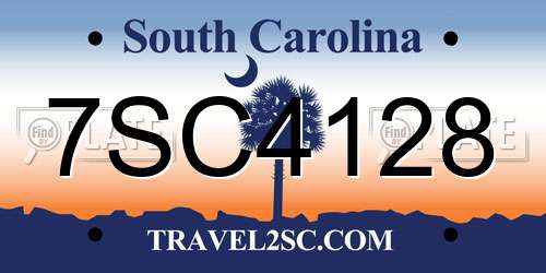 7SC4128 South Carolina License Plate