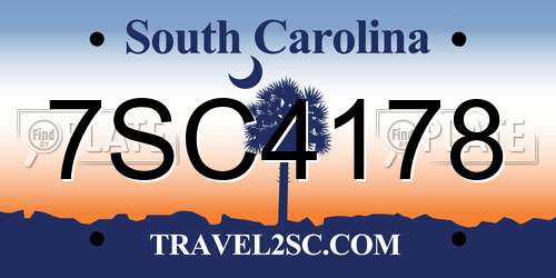 7SC4178 South Carolina License Plate