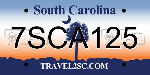 7SCA125 South Carolina License Plate