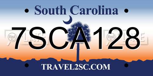 7SCA128 South Carolina License Plate