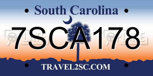 7SCA178 South Carolina License Plate