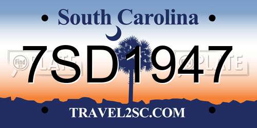 7SD1947 South Carolina License Plate