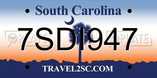 7SDI947 South Carolina License Plate