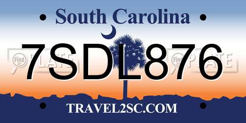 7SDL876 South Carolina License Plate