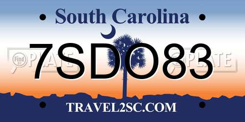 7SDO83 South Carolina License Plate