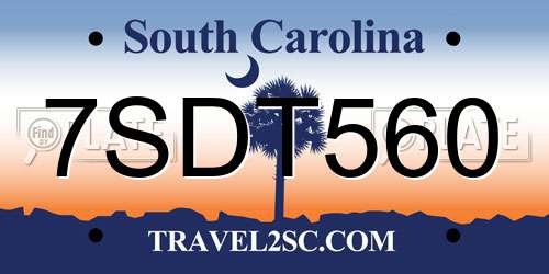 7SDT560 South Carolina License Plate