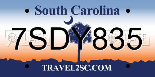 7SDY835 South Carolina License Plate