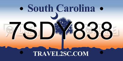 7SDY838 South Carolina License Plate