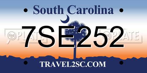 7SE252 South Carolina License Plate