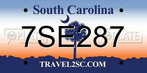 7SE287 South Carolina License Plate