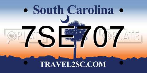 7SE707 South Carolina License Plate
