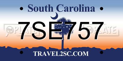 7SE757 South Carolina License Plate