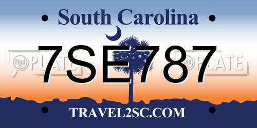 7SE787 South Carolina License Plate