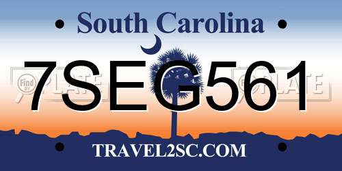 7SEG561 South Carolina License Plate