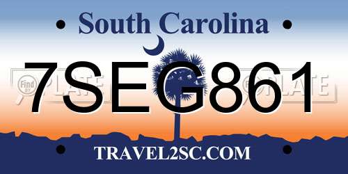 7SEG861 South Carolina License Plate