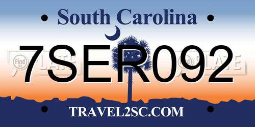 7SER092 South Carolina License Plate