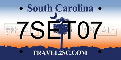 7SET07 South Carolina License Plate