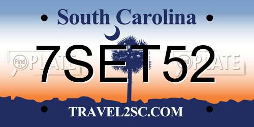 7SET52 South Carolina License Plate