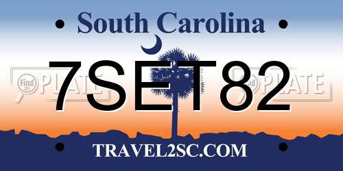 7SET82 South Carolina License Plate