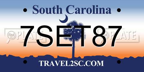 7SET87 South Carolina License Plate