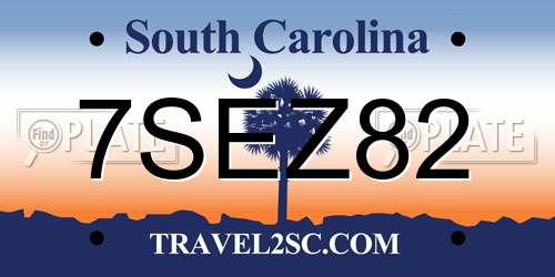 7SEZ82 South Carolina License Plate
