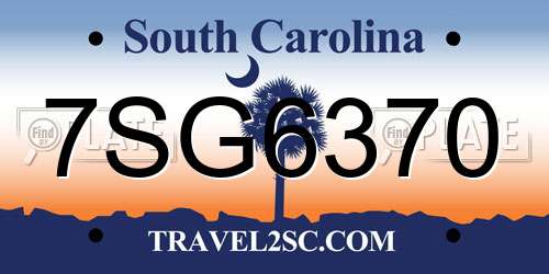 7SG6370 South Carolina License Plate
