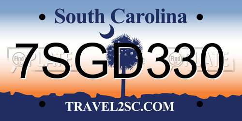 7SGD330 South Carolina License Plate