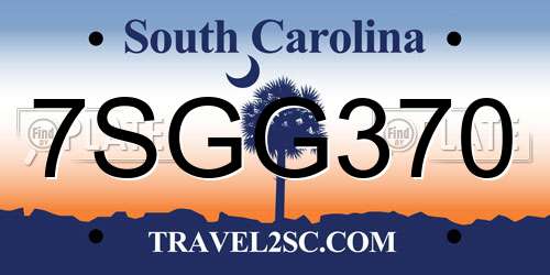 7SGG370 South Carolina License Plate