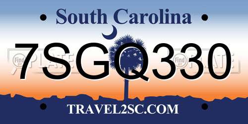 7SGQ330 South Carolina License Plate
