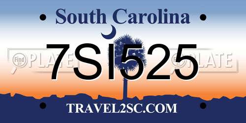 7SI525 South Carolina License Plate