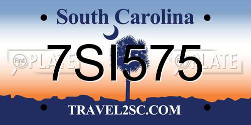 7SI575 South Carolina License Plate