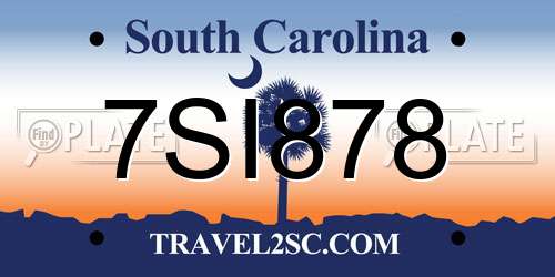 7SI878 South Carolina License Plate