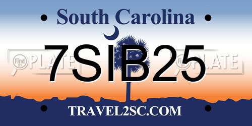 7SIB25 South Carolina License Plate