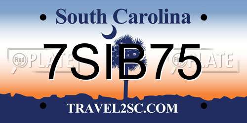 7SIB75 South Carolina License Plate