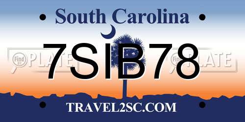 7SIB78 South Carolina License Plate