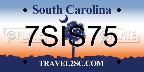 7SIS75 South Carolina License Plate