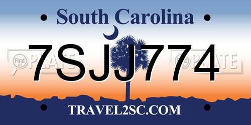 7SJJ774 South Carolina License Plate
