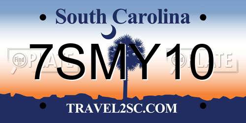 7SMY10 South Carolina License Plate